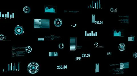 Visionary industry data dashboard presenting machine status Illustrazione stock