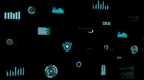 Visionary industry data dashboard presenting machine status Illustrazione stock