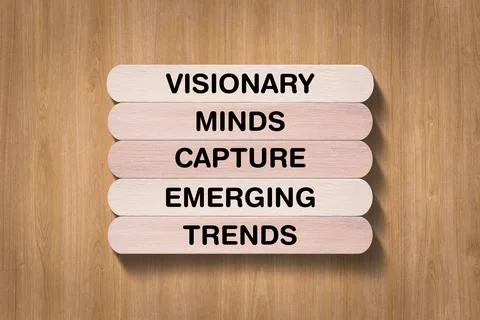 Visionary Minds Capture Emerging Trends written on wooden stick Foto stock