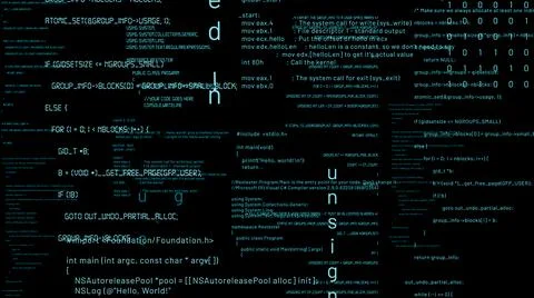 Visionary programming and coding of future software Stock-Illustration