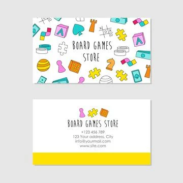 Visit card with board game elements. Business card design template. イラスト素材
