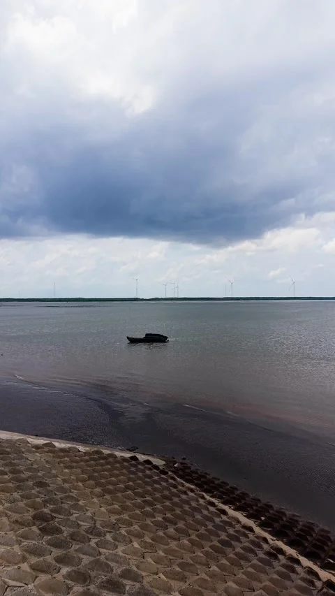 Visit Con Nhan Beach in Vinh Long, Vietnam with simple activities and views Stock Footage 346685755