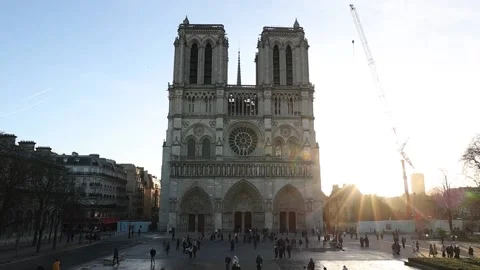 Visit crib of Notre Dame de Paris Cathedral before Christmas, París, FR - 20 Dec Stock Footage 295996478