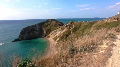 Visit Durdle Door, during COVID-19 pandemic, 2020 Stock Footage 144137959