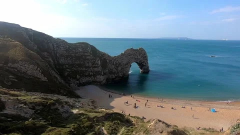 Visit Durdle Door, during COVID-19 pandemic, 2020 Stock Footage 144138070