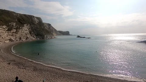 Visit Durdle Door, during COVID-19 pandemic, 2020 Stock Footage 144138209