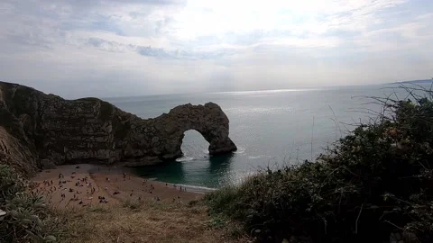 Visit Durdle Door, during COVID-19 pandemic, 2020. Stock Footage 144138742