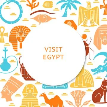 Visit Egypt concept background in flat style Stock Illustration