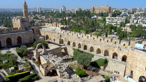 Visit to the historic Tower of David in Jerusalem, Israel Stock Footage 337876902