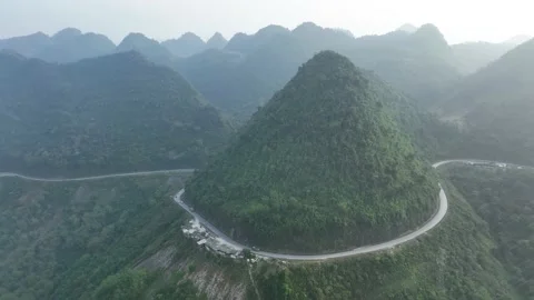 Visit Hoa Binh white stone pass as beautiful as snow covered in Vietnam Stock Footage 217911164