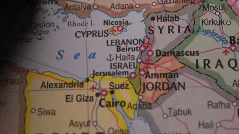 Visit Next text paper strip on Middle East map travel planning concept Stock Footage 346745331