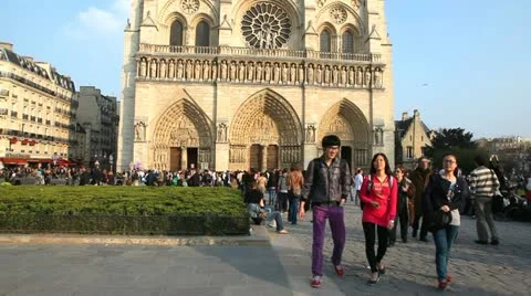 Visit at Notre Dame Stock Footage 10878028