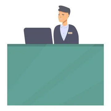 Visit receptionist icon cartoon vector. Work customer Stock Illustration