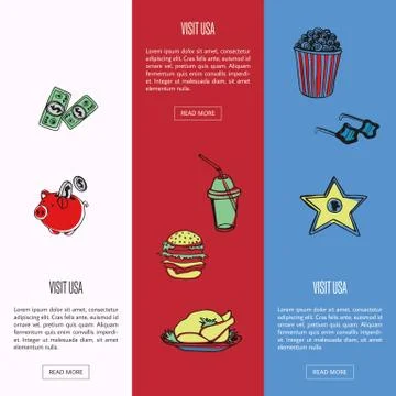 Visit USA Touristic Vector Web Banners Illustrazione stock