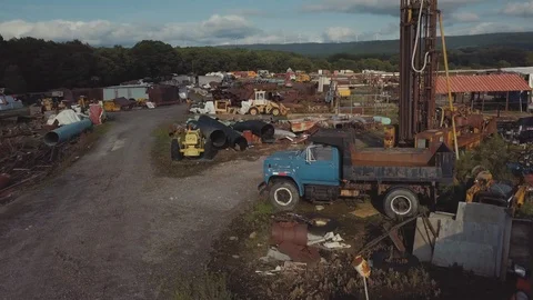 Visit in a wrecking yard Stock Footage 93829102