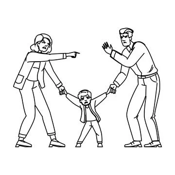 Visitation divorce kid debate vector Stock Illustration