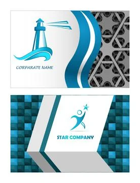 Visiting card set - with lighthouse and man with a star Illustrazione stock