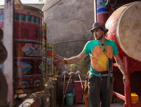 Visiting Chinese Buddhist tample Stock Photos