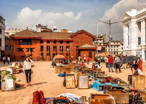 Visiting Durbar square in Kathmandu Nepal. Stock Photos