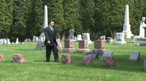Visiting Grave 5 Stock Footage 530092