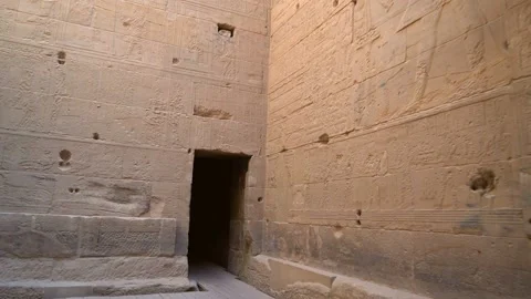 Visiting interior rooms of the Philae Temple without people Stock Footage 142604259