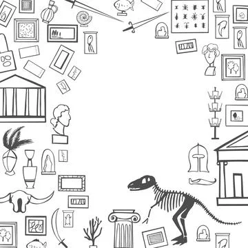 Visiting of museum. Vector background Stock Illustration