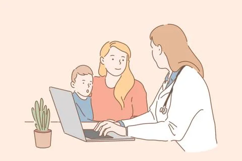 Visiting pediatrician concept Stock Illustration