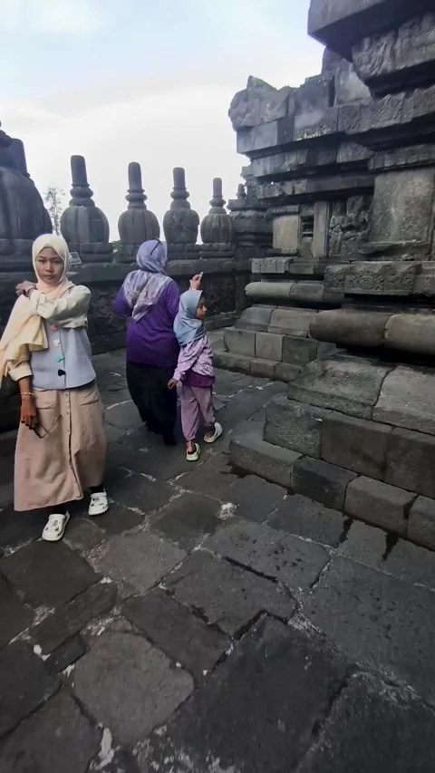 Visiting Prambanan temple Stock Footage 310437073