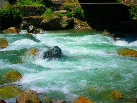 Visiting a rapid river Stock Photos