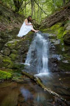 Visiting the Waterfall Stock Photos