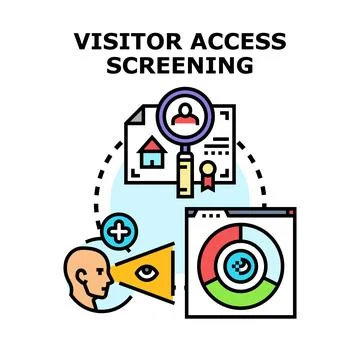 Visitor access screening identifying person data analysis Stock Illustration