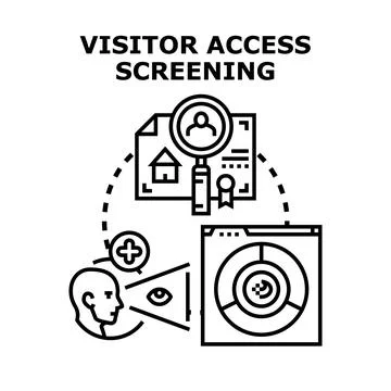 Visitor access screening identifying person data analysis Stock Illustration