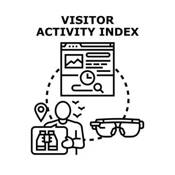 Visitor activity index analyzing digital user data Stock Illustration