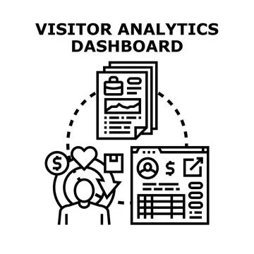 Visitor analytics dashboard tracking customer journey and engagement 스톡 일러스트