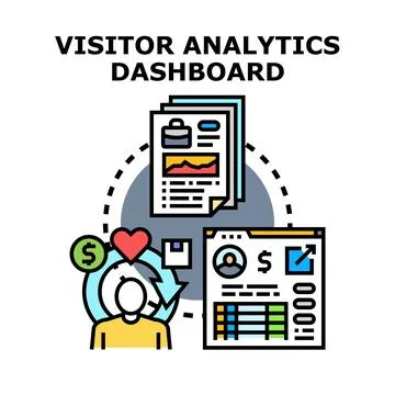 Visitor analytics dashboard tracking customer journey and engagement Illustrazione stock