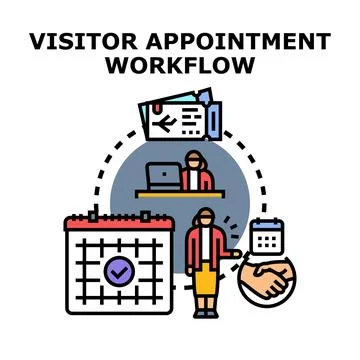 Visitor appointment workflow process business management system イラスト素材