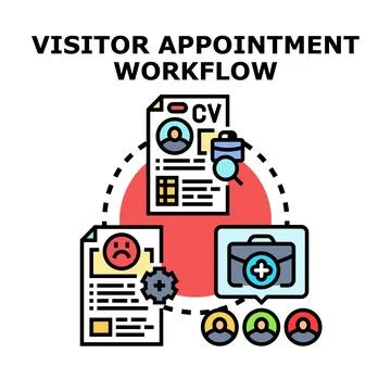 Visitor appointment workflow process management planning Stockillustratie