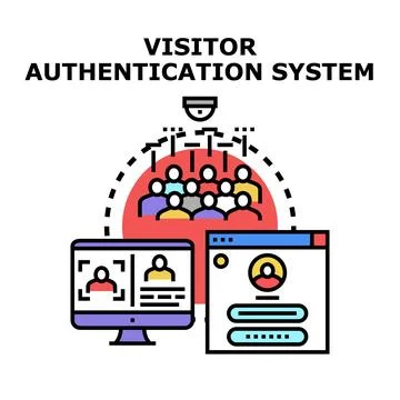 Visitor authentication system for access and security control イラスト素材