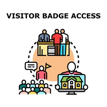 Visitor badge access system allowing controlled entry Illustrazione stock