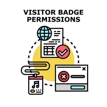 Visitor badge permissions access control concept Stock Illustration