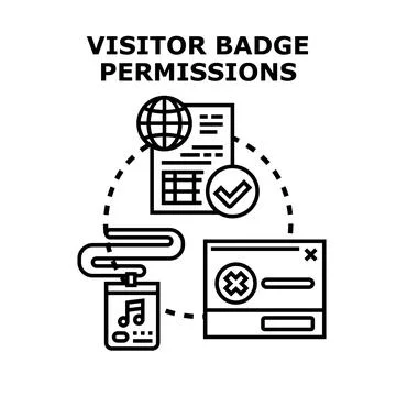 Visitor badge permissions access control concept Stock Illustration