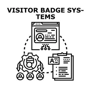 Visitor badge systems managing access and identity Stock Illustration