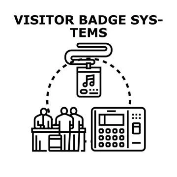 Visitor badge systems managing access and security Stock Illustration