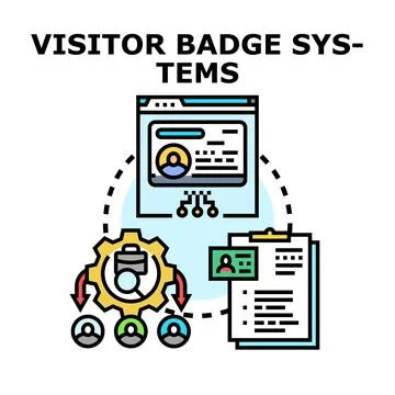 Visitor badge systems managing access and identity Stock Illustration