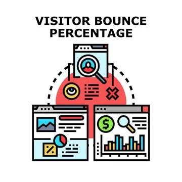 Visitor bounce rate digital analytics information technology Stock Illustration
