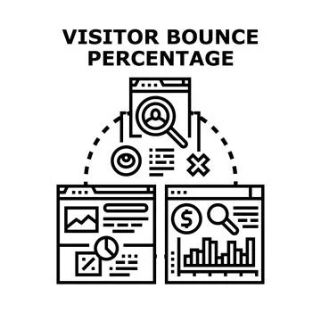 Visitor bounce rate digital analytics information technology Stock Illustration
