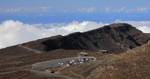 Visitor centre at summit of Haleakala Volcano Crater,Maui,Hawaii,USA Stock Footage 119706021