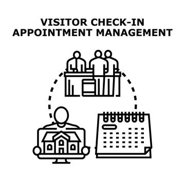 Visitor check in appointment management system concept Stock Illustration