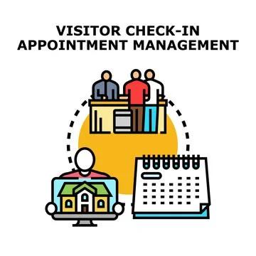 Visitor check in appointment management system concept Stock Illustration