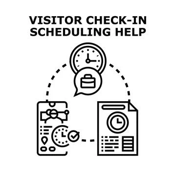 Visitor check in scheduling help concept illustration Stock Illustration